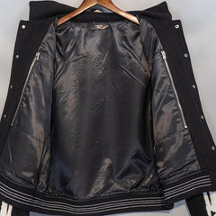 AMIRI thickened loose bomber baseball jacket black