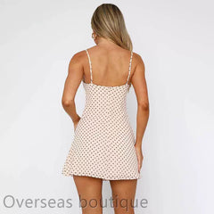 Backless dress for women with suspender polka dot print backless short slim fit dress for women