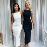Camisole sleeveless slim fitting dress with camisole straps, long skirt, sleeveless dress
