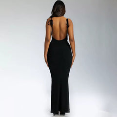 Camisole dress with open back groove strip slim fitting camisole skirt and large backless strap dress