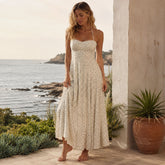 2026 New Cross border Women's Seaside Vacation Style Summer Beach Sleeveless Strap Hanging Neck Polka Dot Dress from Europe and America