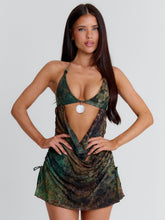 2026 new cross-border women's sexy camisole retro short skirt green leopard print spicy girl backless dress from Europe and America