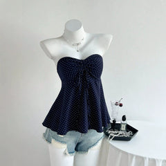 2026 foreign trade summer new product strapless drawstring polka dot fashion women's clothing European and American cross-border e-commerce camisole vest top
