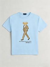 European and American Cross border 2026 Summer Cross border Women's Fashion New Casual Bear Printed Round Neck T-shirt Short Sleeve Top