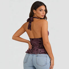 2026 European and American Cross border Mesh Hanging Neck Strap Vest, Hot selling Foreign Trade Product, Summer New Metal Ring Backless Top