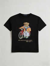European and American Cross border 2026 Summer Cross border Women's Fashion New Casual Bear Printed Round Neck T-shirt Short Sleeve Top