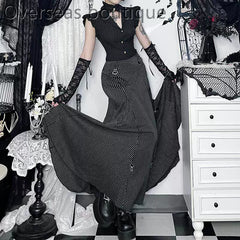 Gothic striped half length skirt party dress