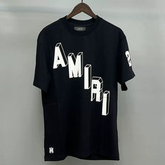 Amiri 3D Block Letter Graphic Short Sleeve T-Shirt - Black / White