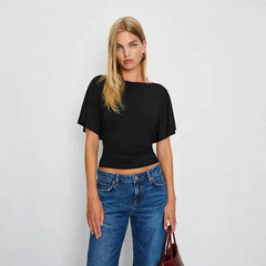 European and American Cross border 2026 Summer New Cross border Women's Clothing Fashion Style Slimming, Simple, Versatile Round Neck Top T-shirt