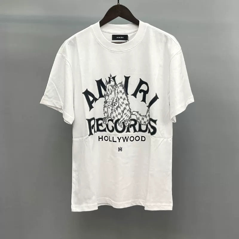Amiri Records Hollywood Lion Graphic Short Sleeve T-Shirt - White