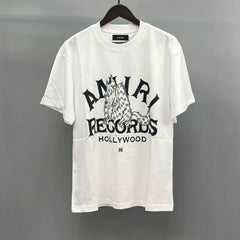 Amiri Records Hollywood Lion Graphic Short Sleeve T-Shirt - White