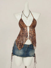 2026 European and American foreign trade sexy printed neck hanging vest cross-border spicy girl trend fashion women's vest top