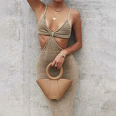 Halter dress women's camisole dress, women's summer new style, slim fit and slimming, exposed back, carefully machine wrapped buttocks skirt