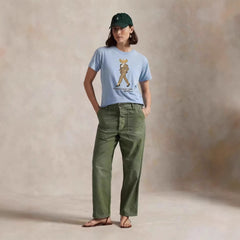 European and American Cross border 2026 Summer Cross border Women's Fashion New Casual Bear Printed Round Neck T-shirt Short Sleeve Top
