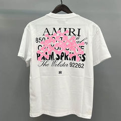 Amiri Palm Springs Pink Bones Graphic Short Sleeve T-Shirt - White