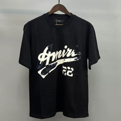 Amiri Script Logo & Number Graphic Short Sleeve T-Shirt - Black