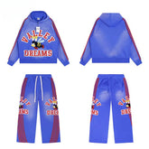 Vale Forever Vintage Bee Graphic Hoodie & Striped Sweatpants Set - Blue
