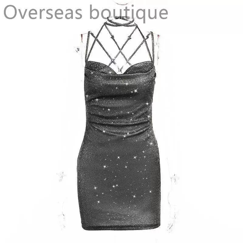 Strap up dress short skirt for women, backless strapless dress, commuting short skirt, women