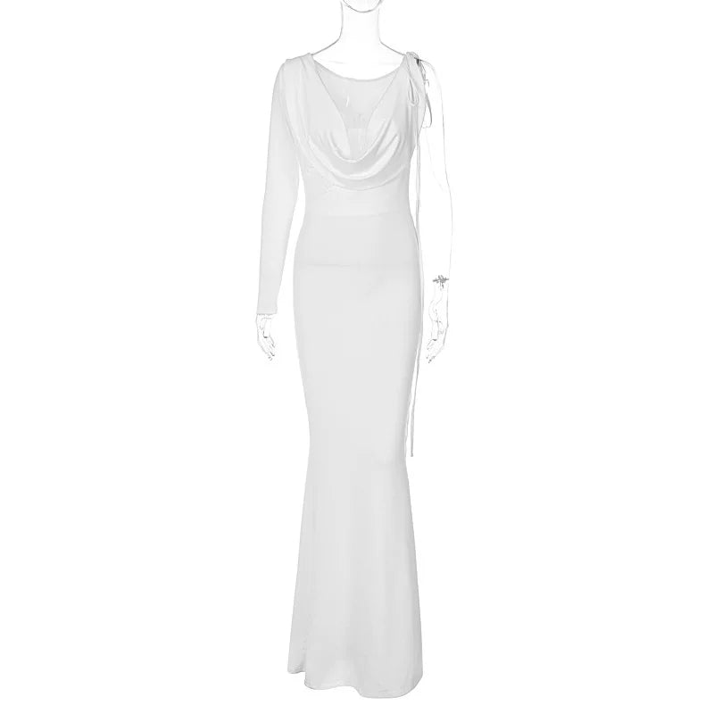 Autumn Winter One Shoulder Slim Dress Solid Color Women's Wear