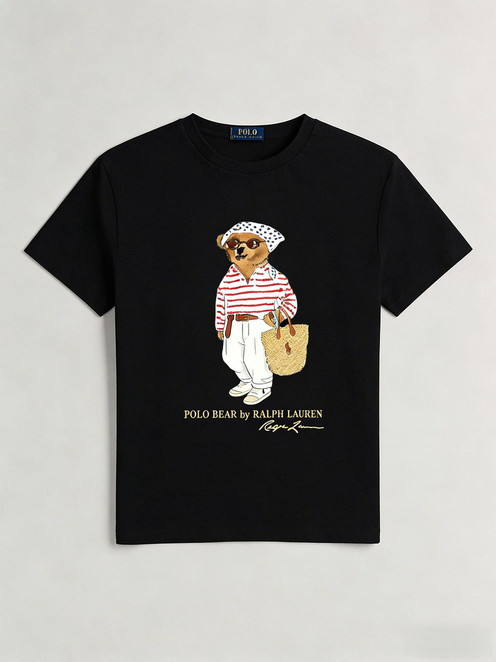 European and American Cross border 2026 Summer Cross border Women's Fashion New Casual Bear Printed Round Neck T-shirt Short Sleeve Top