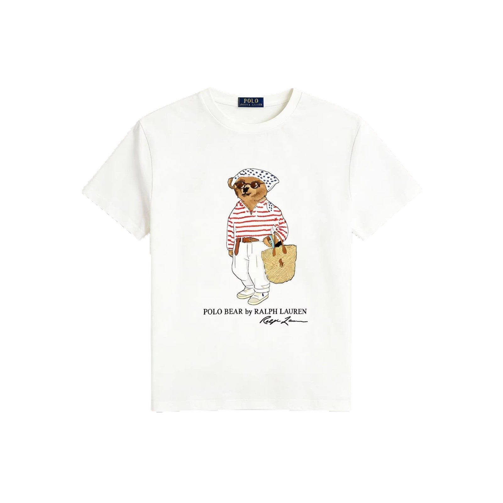 European and American Cross border 2026 Summer Cross border Women's Fashion New Casual Bear Printed Round Neck T-shirt Short Sleeve Top