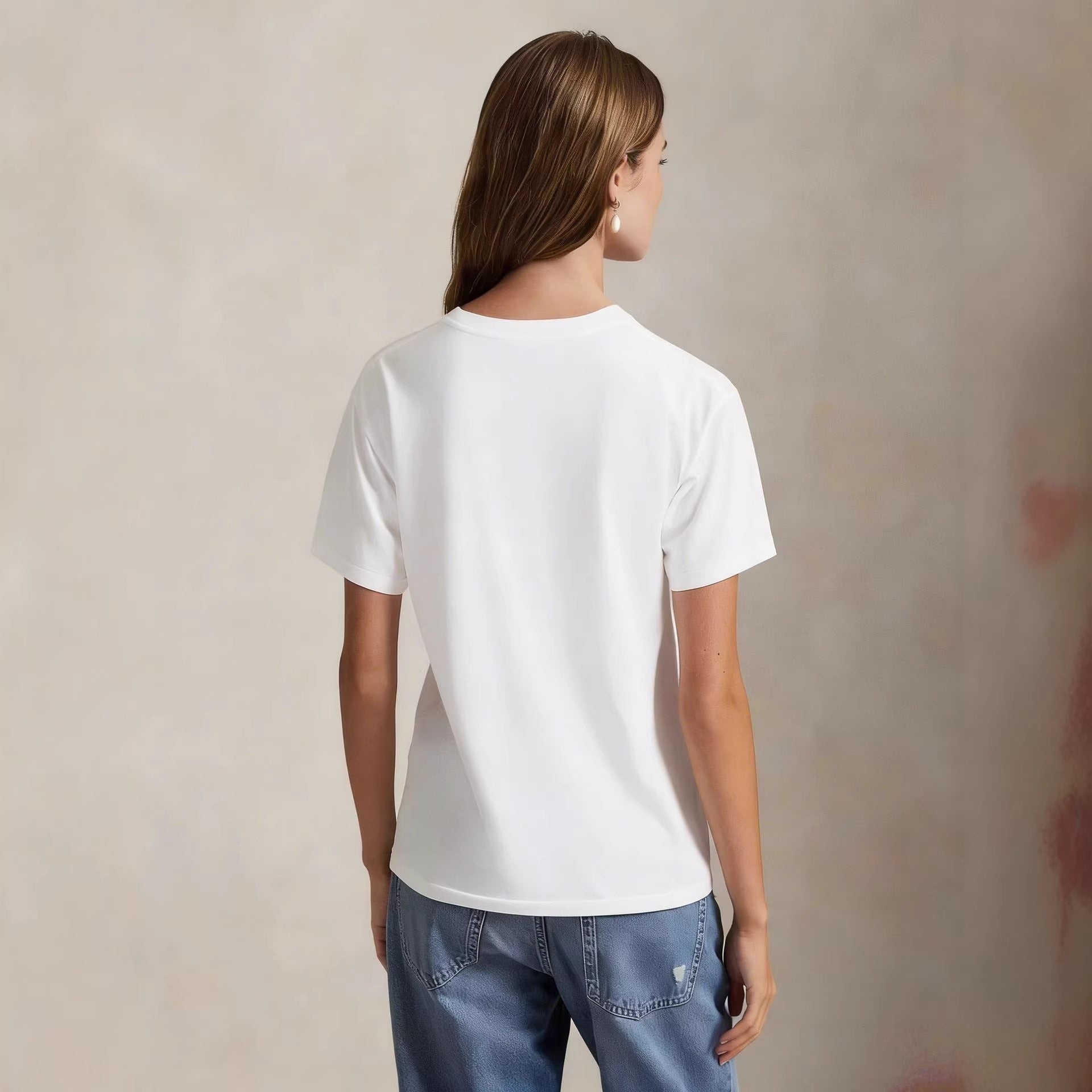 European and American Cross border 2026 Summer Cross border Women's Fashion New Casual Bear Printed Round Neck T-shirt Short Sleeve Top