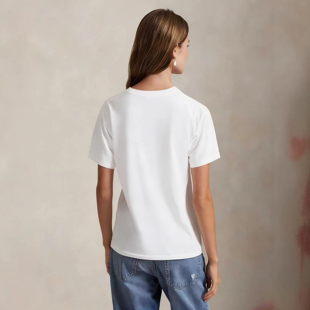 European and American Cross border 2026 Summer Cross border Women's Fashion New Casual Bear Printed Round Neck T-shirt Short Sleeve Top