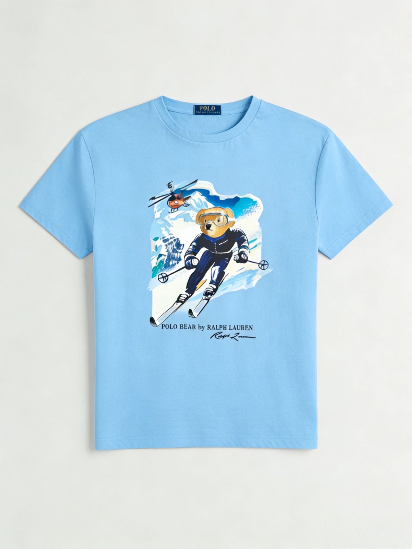 European and American Cross border 2025 Summer Cross border Women's Fashion New Casual Bear Printed T-shirt Round Neck Loose Short Sleeve