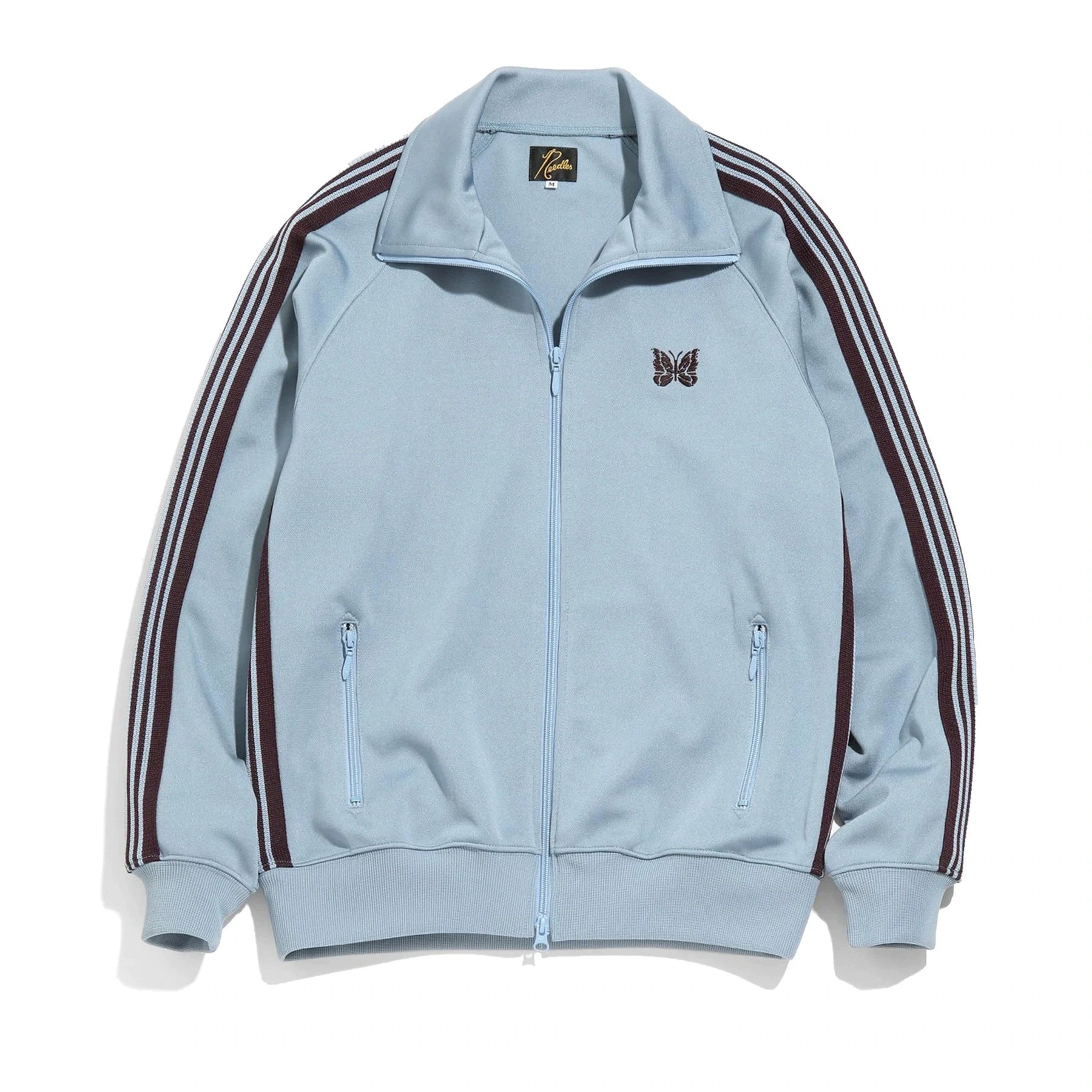 Needles Style Embroidered Butterfly Track Jacket - Light Blue/Burgundy