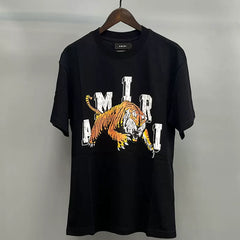 Amiri Prowling Tiger & 3D Block Logo Graphic Short Sleeve T-Shirt - Black