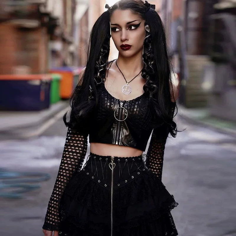 Slim Fit Lace Panel Wrapped Hip Skirt Black Lace Splicing Hip Wrapping Half Skirt for Women