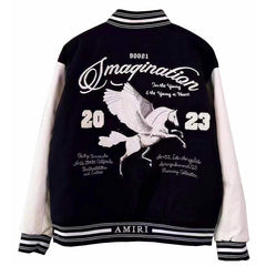 AMIRI logo patch varsity bomber jacket Black