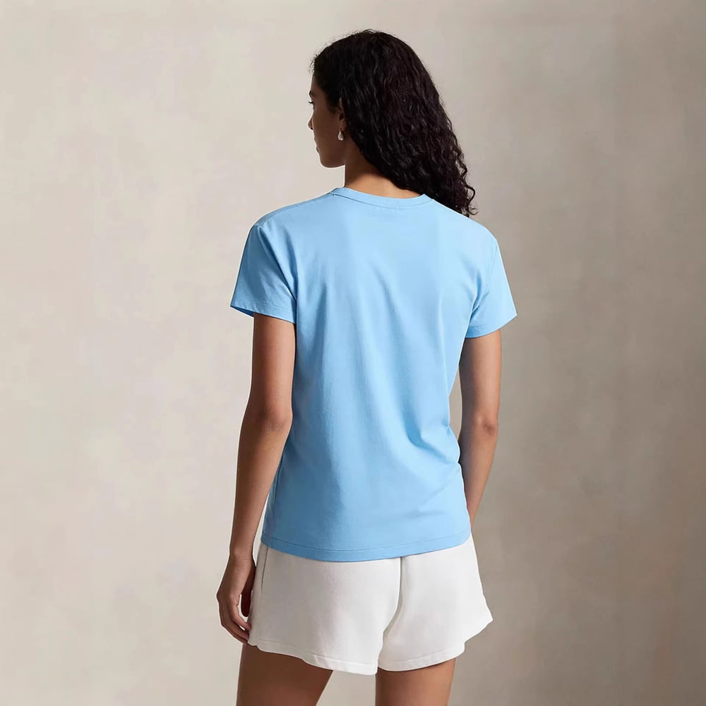 European and American Cross border 2026 Summer Cross border Women's Fashion New Casual Bear Printed Round Neck T-shirt Short Sleeve Top