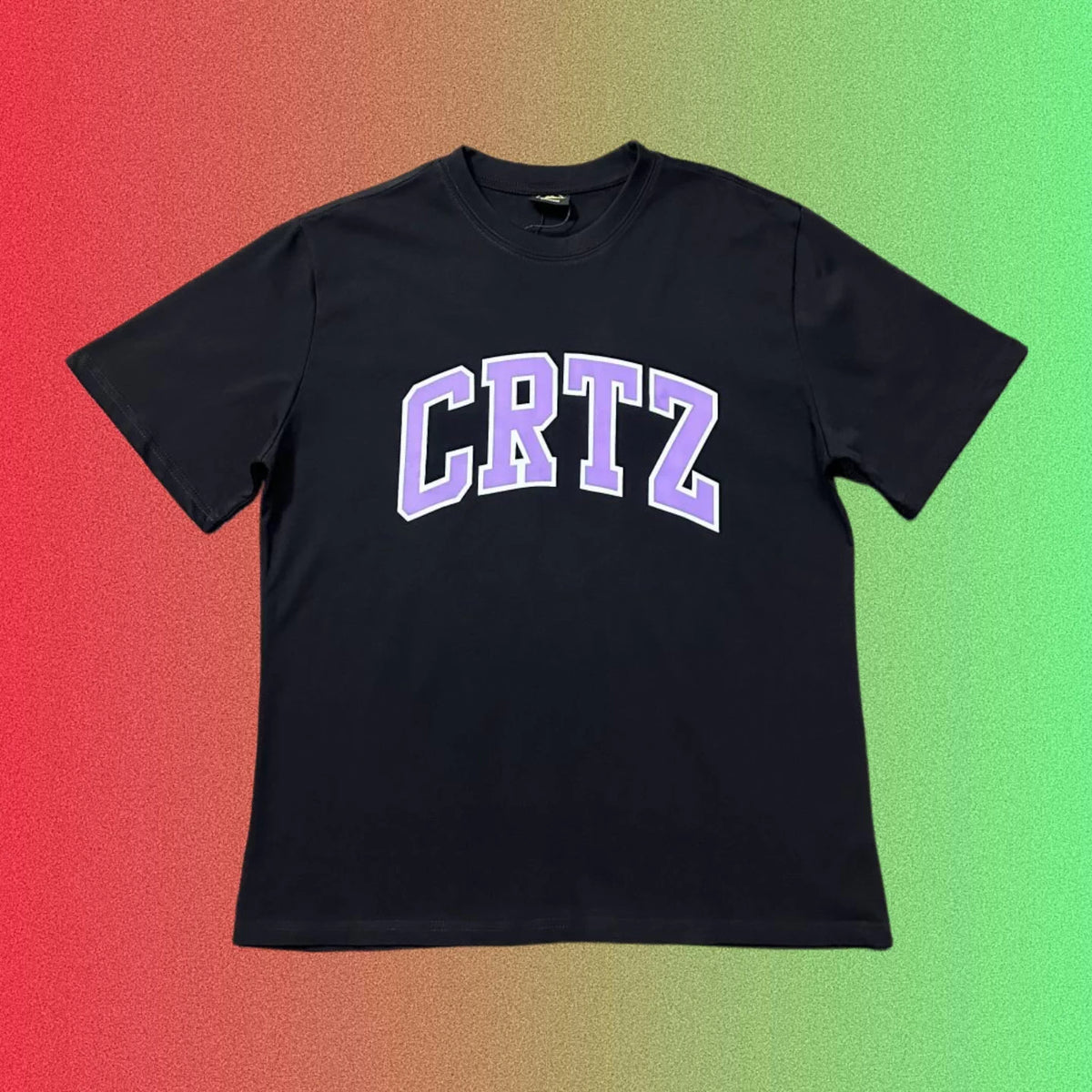 Corteiz Arch Logo Purple Typography Black T-Shirt