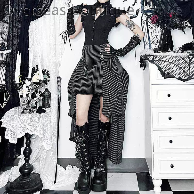 Gothic striped half length skirt party dress