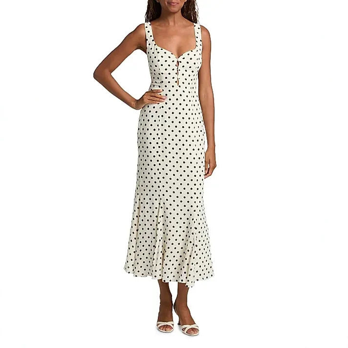 European and American 2026 new cross-border women's clothing gentle temperament storm point square collar suspender waist cinching slimming backless dress