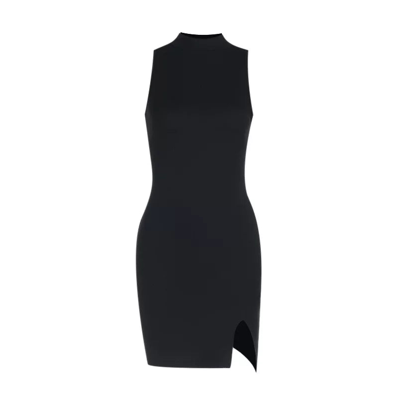 Short skirt slim fit basic slit vest dress短开叉背心连衣裙