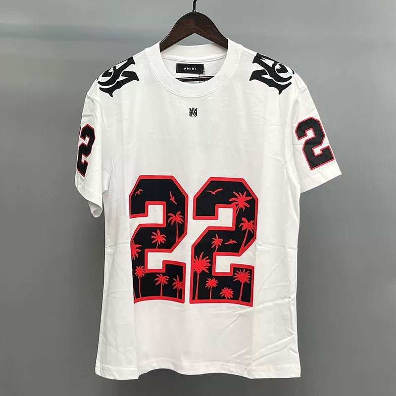 Amiri Number 22 Palm Tree Graphic Short Sleeve T-Shirt - White
