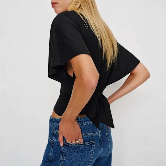 European and American Cross border 2026 Summer New Cross border Women's Clothing Fashion Style Slimming, Simple, Versatile Round Neck Top T-shirt