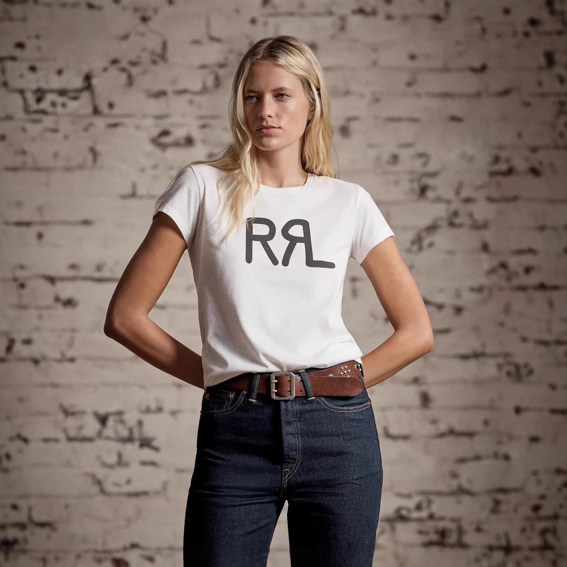 European and American Cross border 2026 Summer Cross border Women's Fashion and Leisure RL Letter Printed Shoulder Round Neck Short sleeved T-shirt