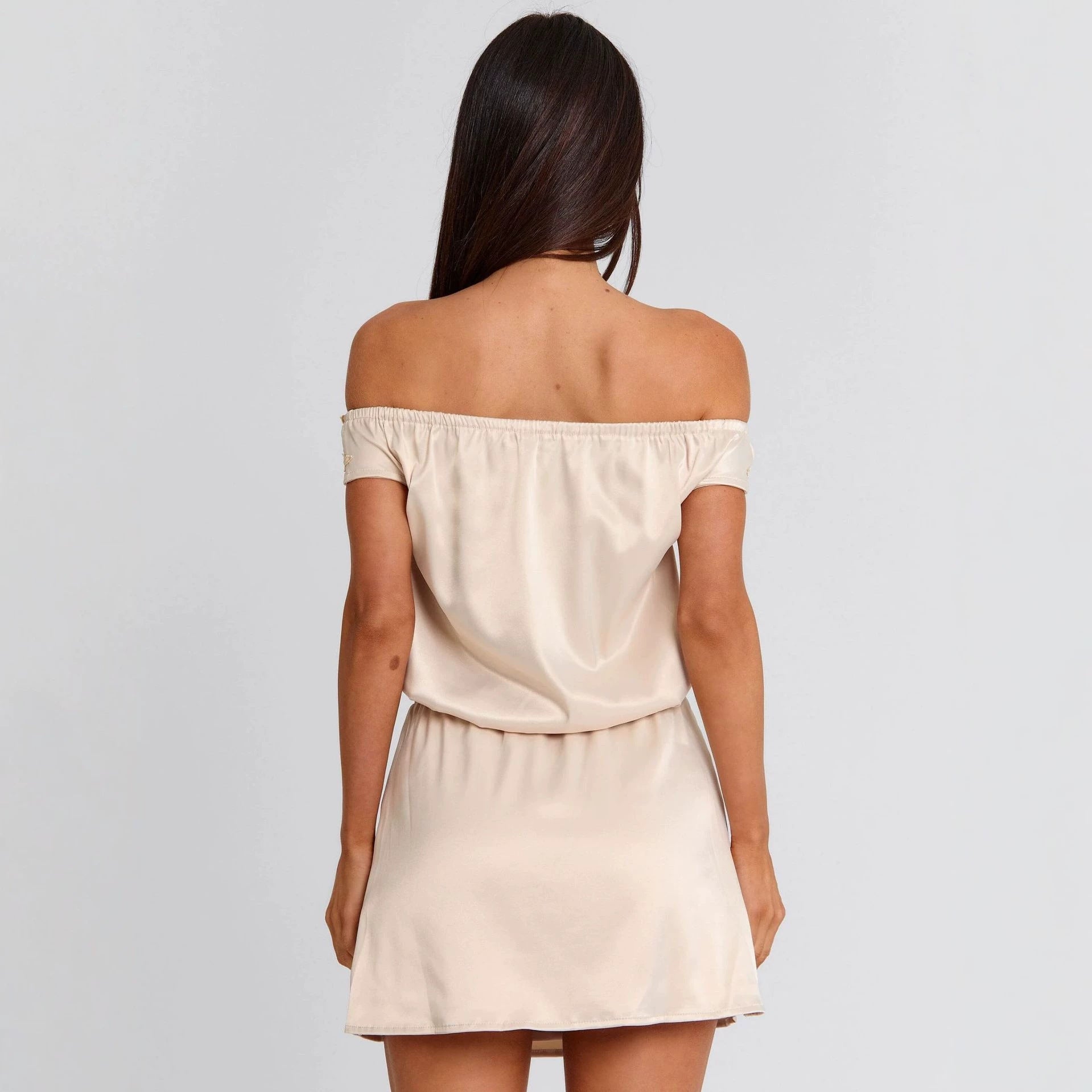 European and American 2026 new cross-border women's summer waist cinched lace patchwork short skirt, light luxury temperament slim fit dress