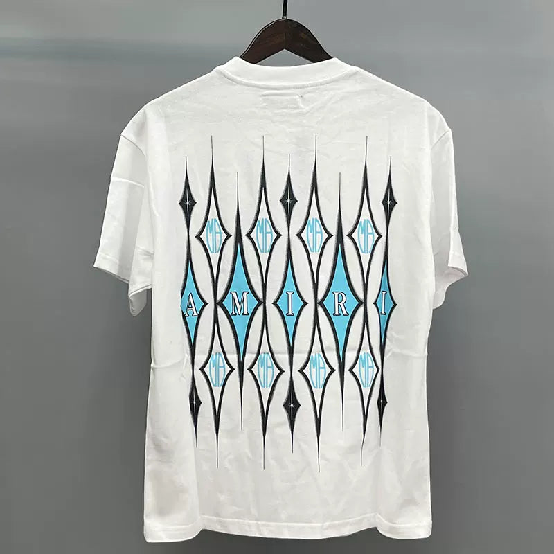 Amiri Diamond Lattice Logo Graphic Short Sleeve T-Shirt - White