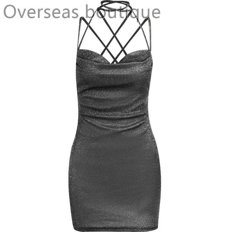 Strap up dress short skirt for women, backless strapless dress, commuting short skirt, women