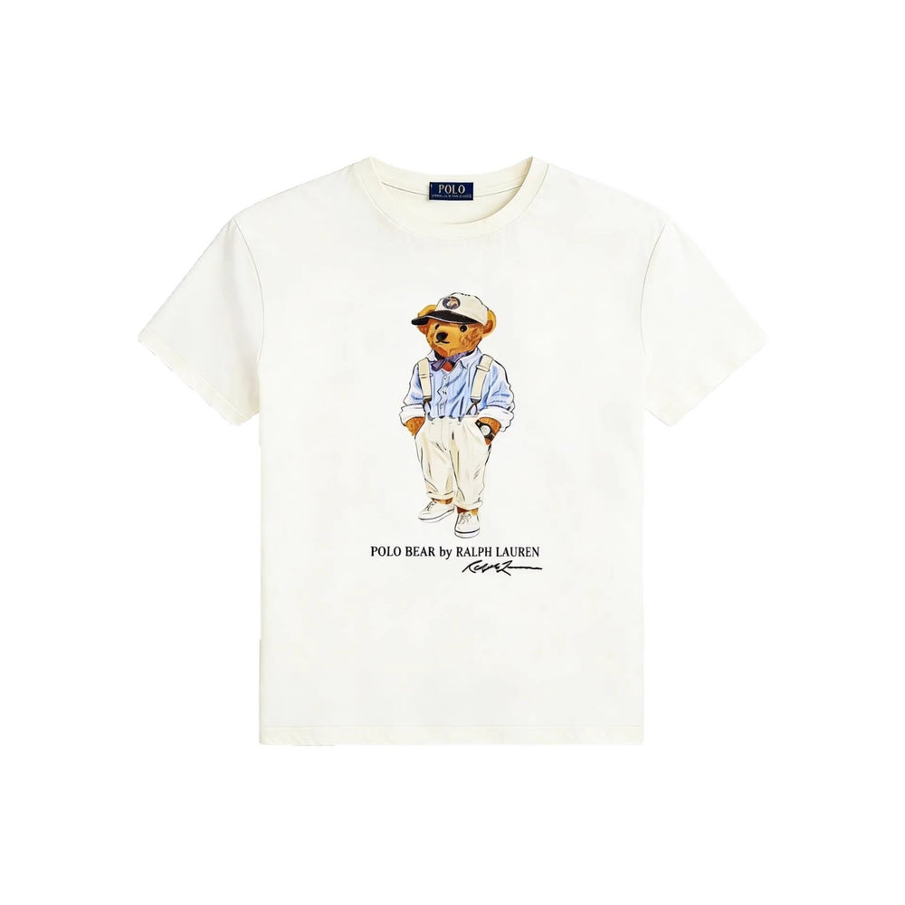 European and American Cross border 2026 Summer Cross border Women's Fashion New Casual Bear Printed Round Neck T-shirt Short Sleeve Top