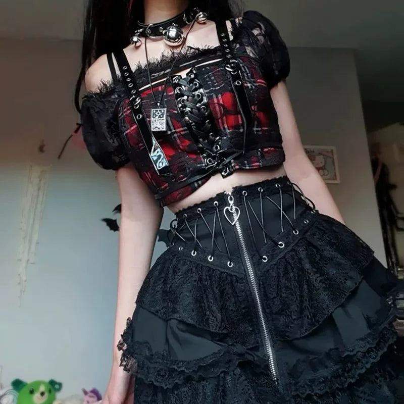 Slim Fit Lace Panel Wrapped Hip Skirt Black Lace Splicing Hip Wrapping Half Skirt for Women