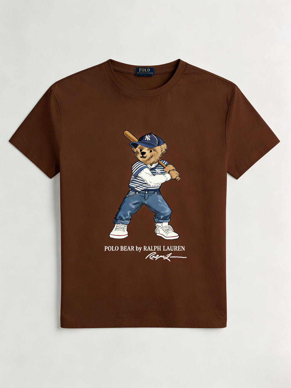European and American Cross border 2025 Summer Cross border Women's Fashion New Casual Bear Printed T-shirt Round Neck Loose Short Sleeve