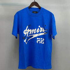 Amiri Script Logo & Number Graphic Short Sleeve T-Shirt - Blue