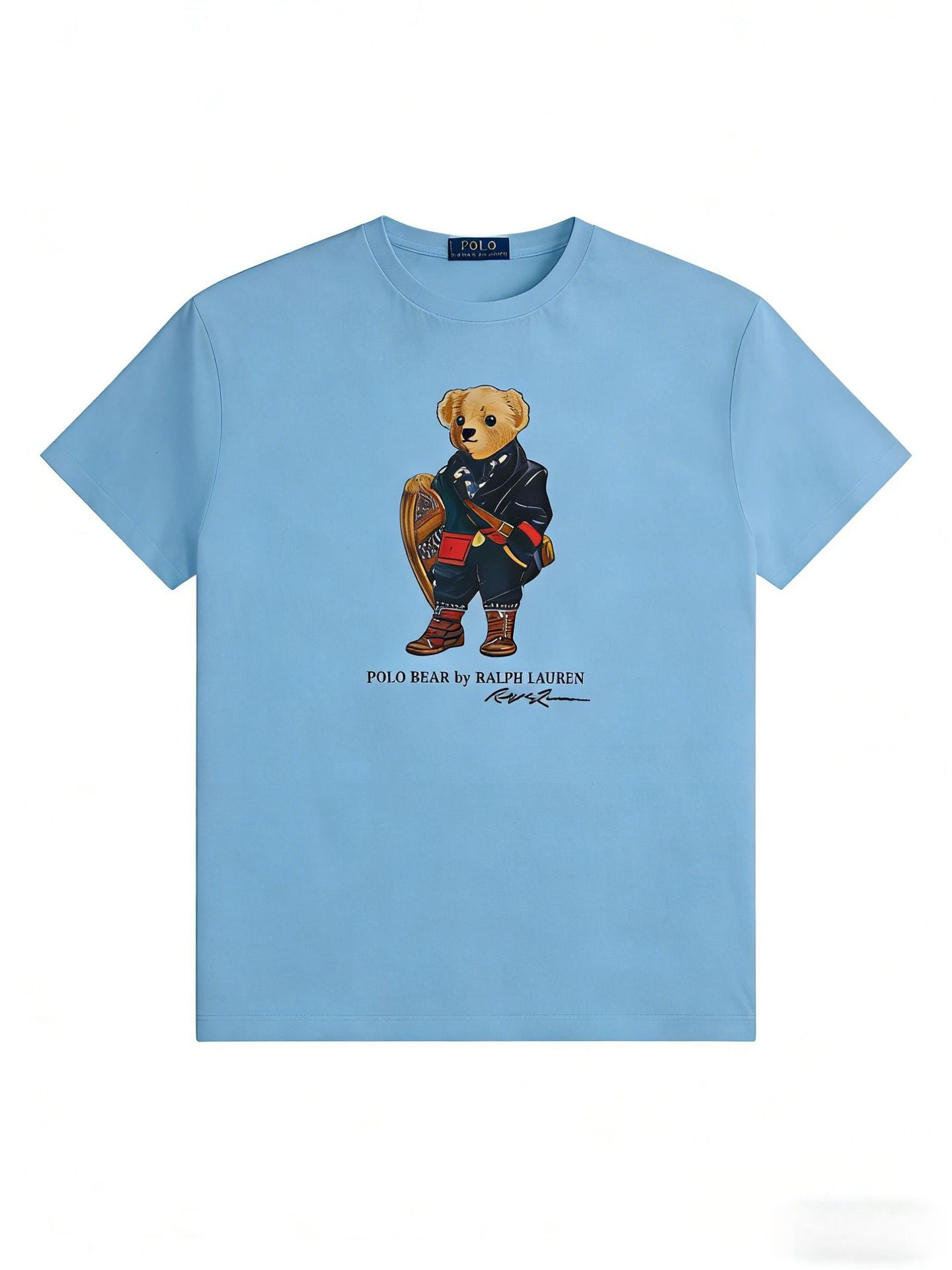 European and American Cross border 2025 Summer Cross border Women's Fashion New Casual Bear Printed T-shirt Round Neck Loose Short Sleeve