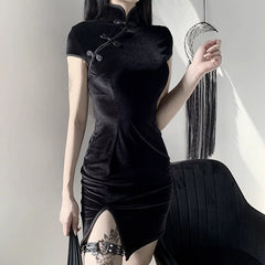 New slim fit high waisted cheongsam dress, improved retro short skirt for women, slim cheongsam dress