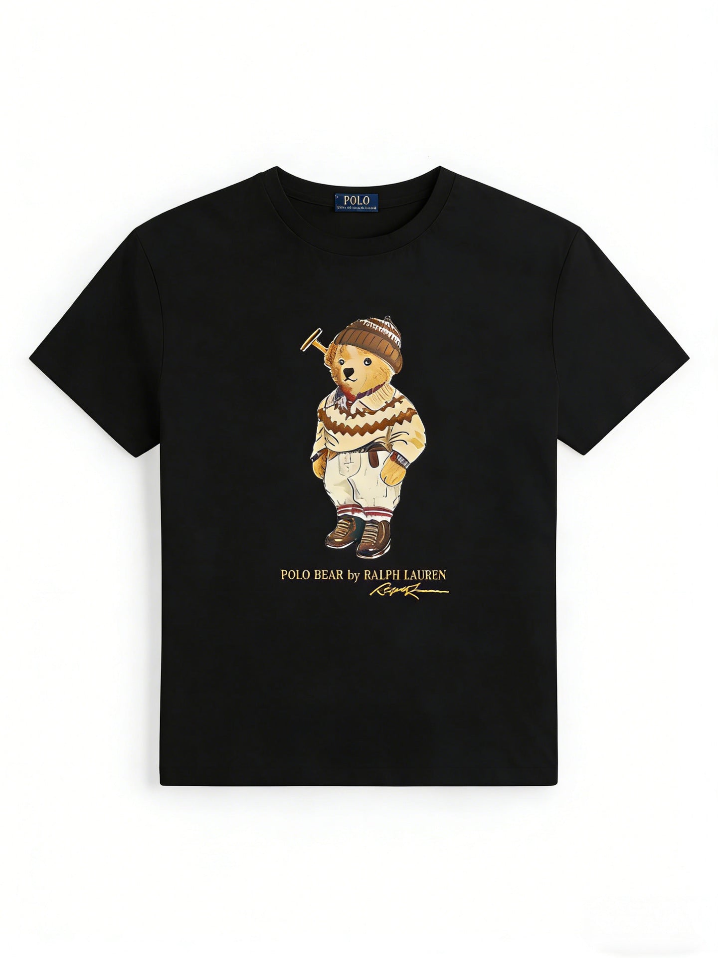 European and American Cross border 2025 Summer Cross border Women's Fashion New Casual Bear Printed T-shirt Round Neck Loose Short Sleeve